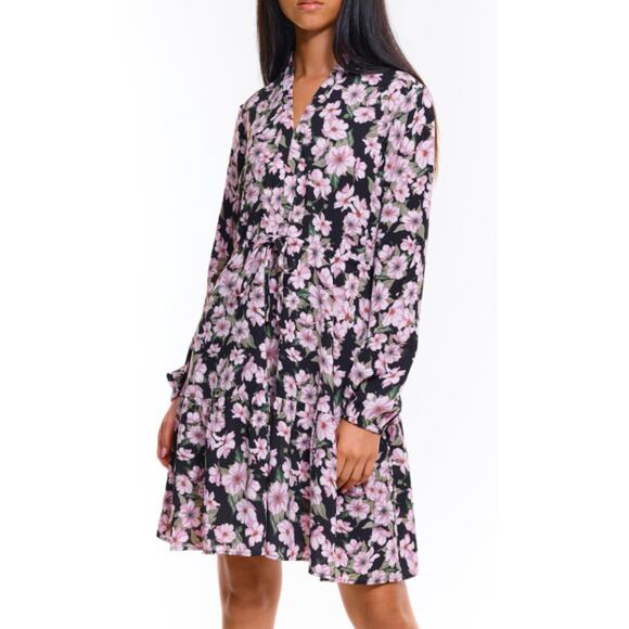 J.Crew Mercantile Drapey Tie-front Dress Long Sleeve Light Pink Floral Sz S - Picture 14 of 14